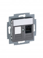 ABB EPJ Levit сталь / дымчатый чёрный Розетка компьютерная RJ45 кат,5e+заглуш,, сталь