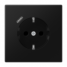 JUNG LS 990 Черный матовый Розетка с USB-зарядным устройством, тип С, SCHUKO