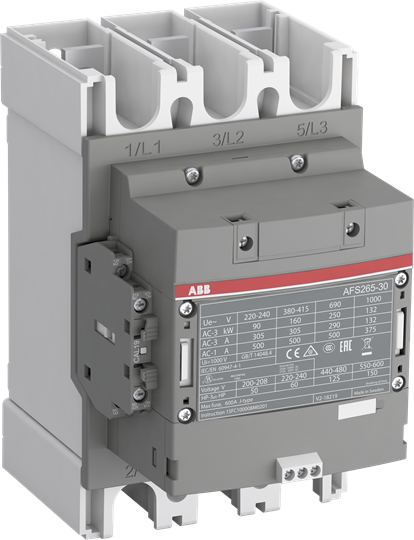 ABB Контактор AFS265-30-12-34 для систем безопасности, с универсальной катушкой управления 250-500В AC/DC с интерфейсом для подключения ПЛК