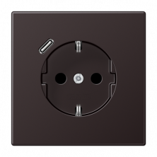 JUNG Розетка SCHUKO® с USB-зарядным устройством, тип С термопласт дарк