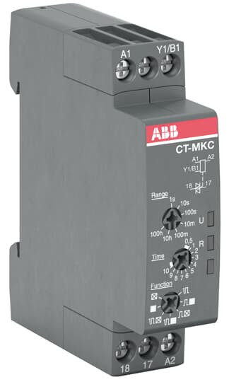 ABB Реле времени CT-MKC.31 компактное п/проводниковое (многофункциональное) 12-240В AC/DC (7 диапазонов времени 0,05с...100ч) 1НО