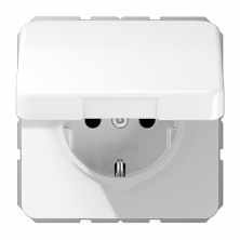 JUNG CD 500/CD plus Бел Розетка SCHUKO с крышкой, авт.зажим, бел.