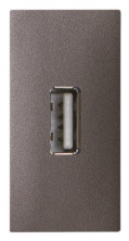 ABB Механизм USB разъёма, тип А, с винтовым подключением проводов (5п), 1-модульный, серия Zenit, цвет антрацит