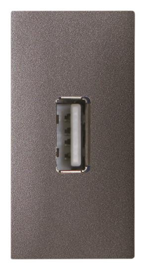 ABB Механизм USB разъёма, тип А, с винтовым подключением проводов (5п), 1-модульный, серия Zenit, цвет антрацит