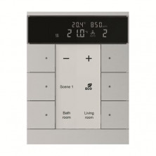 ABB SBC/U6.0.1-83 Регулятор комнатной температуры с датчиками CO2/влажности, 6-клавишный, серебристый алюминий