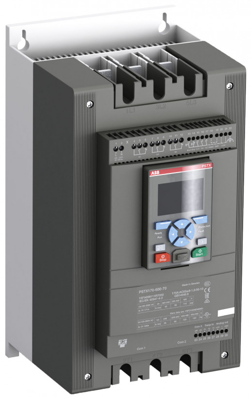 ABB Софтстартер PSTX170-600-70 90кВт 400В 171A (160кВт 400В 300A внутри треугольника) с функцией защиты двигателя