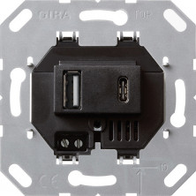 Gira Мех роз USB 2-ая A+C черный