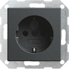 Gira S-55 Антрацит Розетка с/з с затвором (shutter) и символом