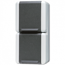 JUNG Двойная вертикальная SCHUKO-розетка 16A 250V~ для накладного монтажа IP44