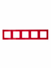 ABB EPJ Levit красный / дымчатый чёрный Рамка 5 поста