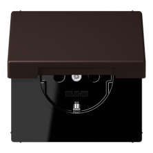 JUNG LS 990 Terre d‘ombre brulee 59(4320J) Розетка с/з с защитными шторками с крышкой безвинт. зажим