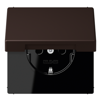 JUNG LS 990 Terre d‘ombre brulee 59(4320J) Розетка с/з с защитными шторками с крышкой безвинт. зажим