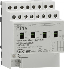 Gira KNX Актор 4-х канальный 16 А контроль силы тока возм ручн упр DIN-рейка