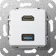 Gira S-55 Бел глянц Разъем HDMI, USB 3.0 A