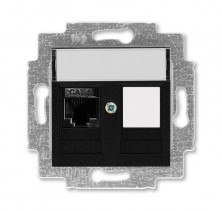 ABB EPJ Levit антрацит / дымчатый чёрный Розетка компьютерная RJ45 кат,6+заглушка, антрацит