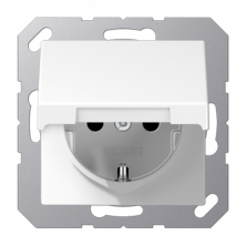 JUNG Белая Розетка с/з штепсельная Schuko 16A 250V с крышкой
