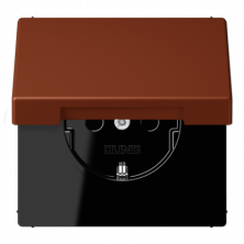 JUNG LS 990 Terre sienne brulee 59(4320D) Розетка с/з с защитными шторками с крышкой безвинт. зажим