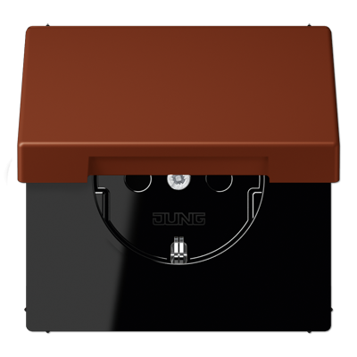 JUNG LS 990 Terre sienne brulee 59(4320D) Розетка с/з с защитными шторками с крышкой безвинт. зажим