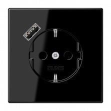JUNG Розетка SCHUKO® с USB-зарядным устройством, тип A термопласт черный