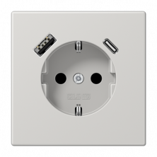 JUNG Светло-серый Розетка SCHUKO® с USB-зарядным устройством, тип A + тип С; термопласт