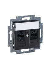 ABB EPJ Levit антрацит / дымчатый чёрный Розетка компьютерная, 2хRJ45 кат,5e, антрацит