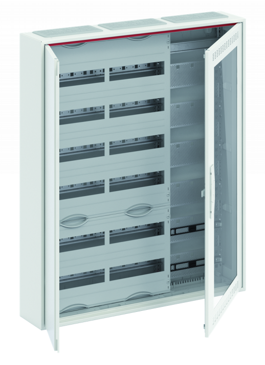 ABB Шкаф 144М навесной с медиапанелями IP30, 950x800x160 между DIN-рейками 125 мм и самозажимными клеммами N/PE и Wi-Fi дверью с вент. отверстиями CA3