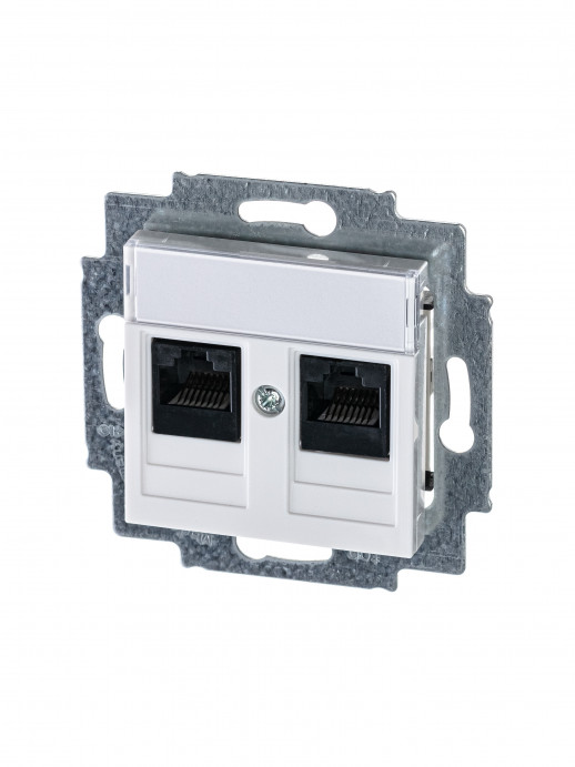 ABB EPJ Levit белый / белый Розетка компьютерная, 2хRJ45 кат,5e, белый