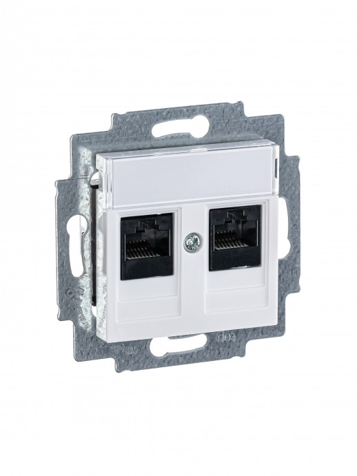 ABB EPJ Levit белый / белый Розетка компьютерная, 2хRJ45 кат,5e, белый