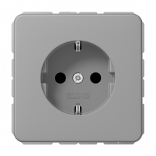 JUNG Серая Розетка штепсельная Schuko 16A 250V с защитой от детей, центральная плата