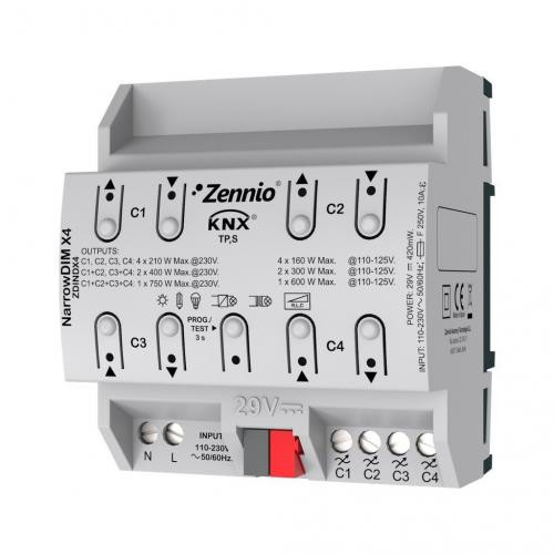 Zennio ZDINDX4 Диммер KNX универсальный NarrowDIM X4
