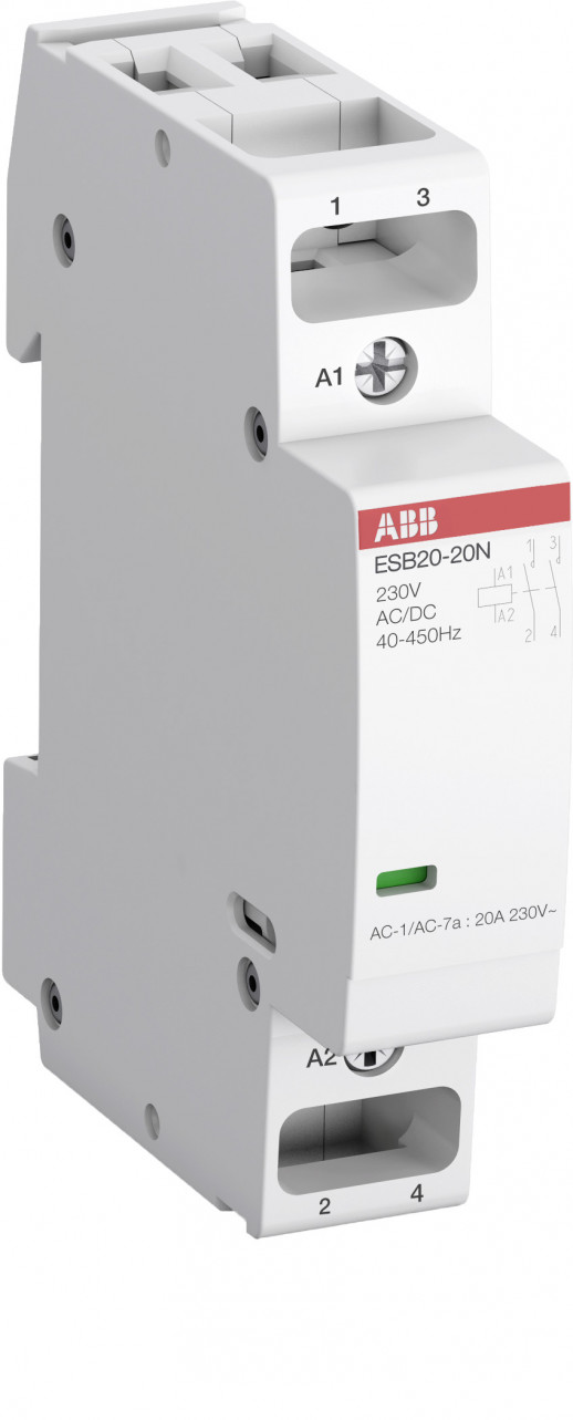 ABB Контактор ESB20-20N-14 модульный (20А АС-1, 2НО), катушка 12В AC/DC