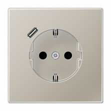 JUNG Розетка SCHUKO® с USB-зарядным устройством, тип С термопласт нержавеющая сталь
