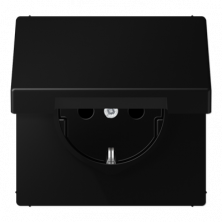 JUNG LS 990 Черный матовый Розетка с защитой от детей, с крышкой, SCHUKO