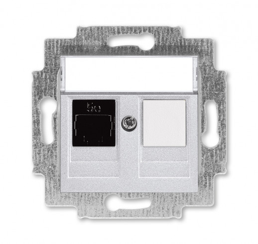 ABB EPJ Levit серебро / дымчатый чёрный Розетка компьютерная RJ45 кат,5e+заглуш,, серебро