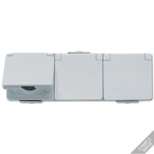 JUNG Штепсельная розетка SCHUKO для накладного монтажа тройная горизонтальная IP44