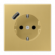 JUNG Розетка SCHUKO® с USB-зарядным устройством, тип A термопласт латунь Classic