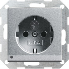 Gira S-55 Алюминий Розетка с/з с защитой и индикацией напряжения