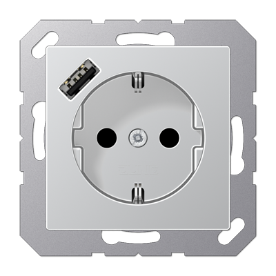 JUNG Розетка SCHUKO® с USB-зарядным устройством, тип А термопласт алюминий