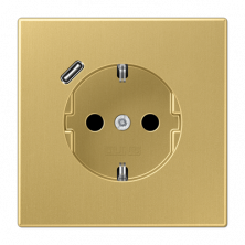 JUNG Розетка SCHUKO® с USB-зарядным устройством, тип С термопласт латунь Classic