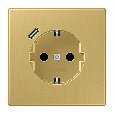 JUNG Розетка SCHUKO® с USB-зарядным устройством, тип С термопласт латунь Classic