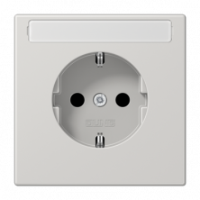 JUNG Штепсельная розетка SCHUKO 16A, 250V~ с защитой от детей и полем для надписи светло-серая