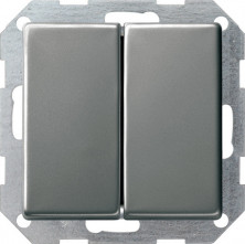 Gira E22 Сталь Переключатель 2-кл самовозвратный 10А, 250V вертикал.