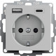 Gira S-55 Сер матовый Розетка с з/к, шт,с USB двойн.A /C