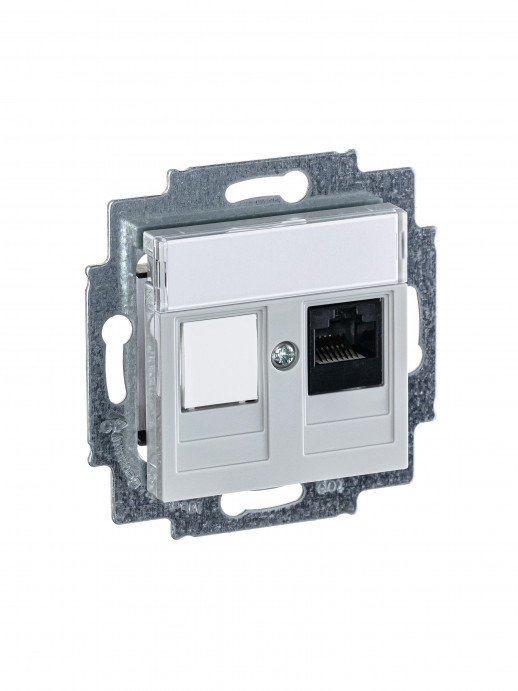 ABB EPJ Levit серый / белый Розетка компьютерная RJ45 кат,5e+заглуш,, серый