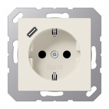 JUNG Розетка SCHUKO® с USB-зарядным устройством, тип С термопласт слоновая кость