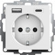 Gira S-55 Бел матовый Розетка с з/к, шт, с USB двойн.A /C