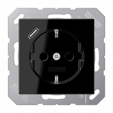 JUNG Розетка SCHUKO® с USB-зарядным устройством, тип С термопласт черный