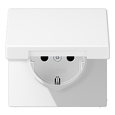 JUNG Штепсельная розетка SCHUKO 16A, 250V~  с защитой от детей и крышкой, белоснежный матовый