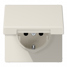 JUNG Штепсельная розетка SCHUKO 16A, 250V~ с защитой от детей и крышкой, слоновая кость