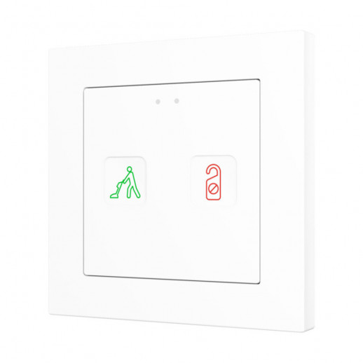 Выключатель сенсорный KNX, 2-кнопочный с иконками DND/MUR, 55x55мм Zennio Tecla 55 X2 Sign